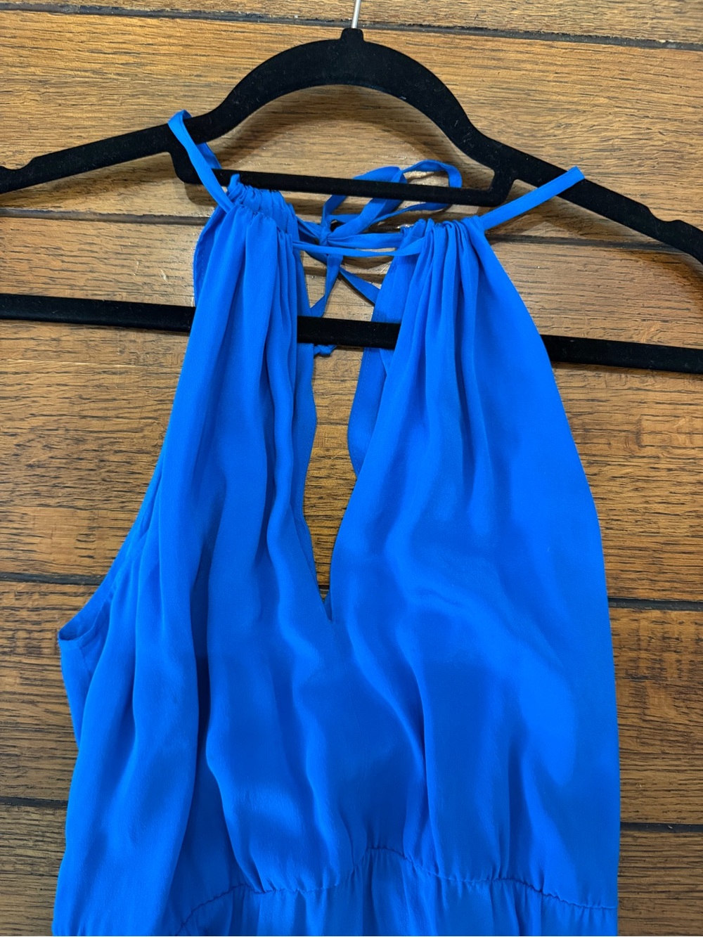 BCBGMaxAzria Royal Blue and Black High-Low Halter Dress - Picture 3 of 3